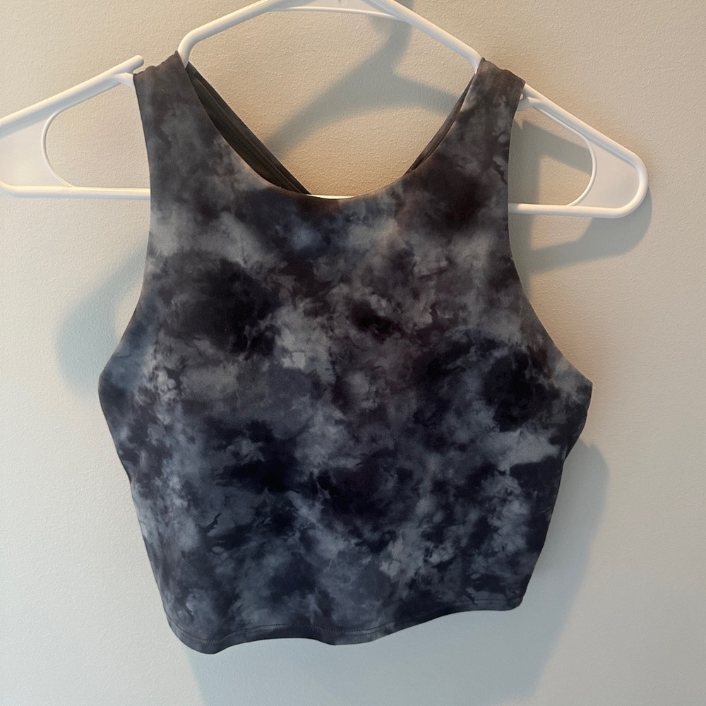 Athleta Black and Gray Fitted Crop Tank Top